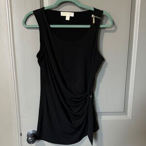 Michael Kors Black Drape Sleeveless Blouse. Size medium